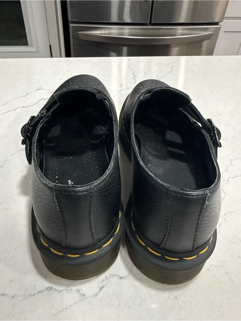 Dr. Martens Black Leather Double Strap Buckle Mary Jane Flats Round Toe 6 - Picture 4 of 9